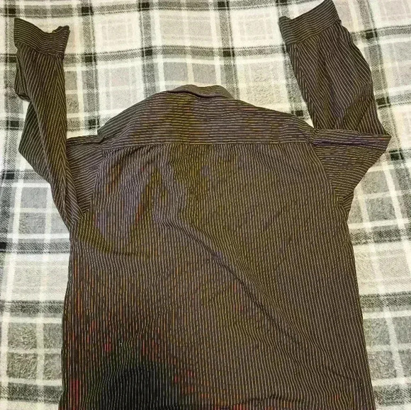 Vintage Mens L Eighty Eight brown with white pinstripe button down oxford shirts - Picture 3 of 8